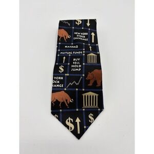 RM Style Men's Necktie Tie Silk Stockbroker Squares Finance Made in USA 56"